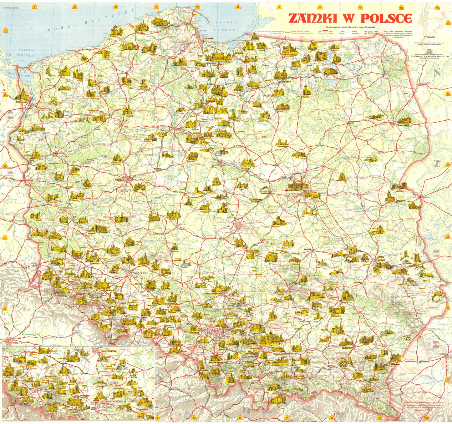 Zamki w Polsce. Mapa w skali 1:750 000