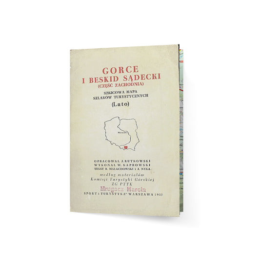 Gorce i Beskid Sądecki (część zachodnia). Szkicowa mapa szlaków turystyczne (Lato)