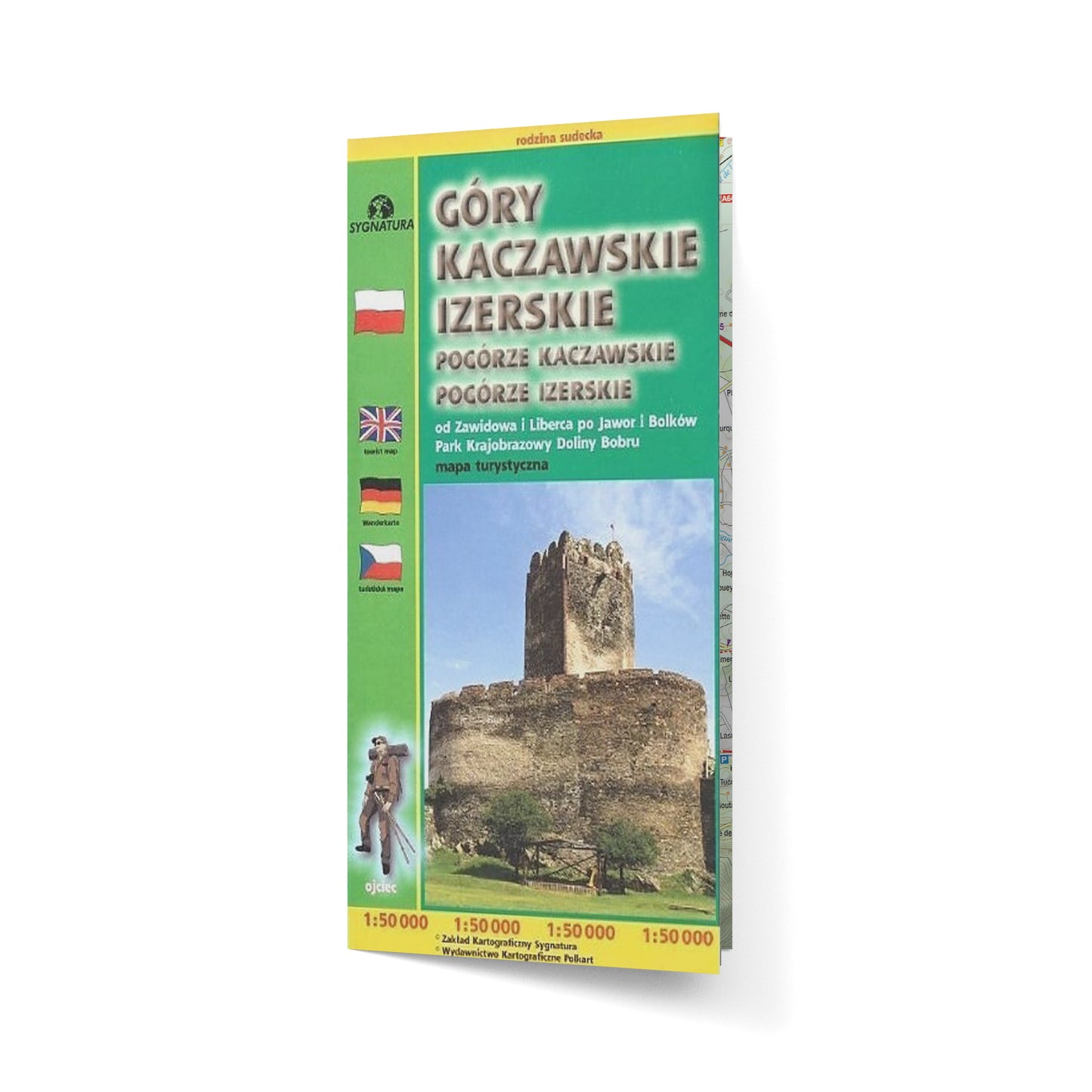 Góry Kaczawskie, Izerskie, Pogórze Kaczawskie, Pogórze Izerskie - mapa 1:50 000