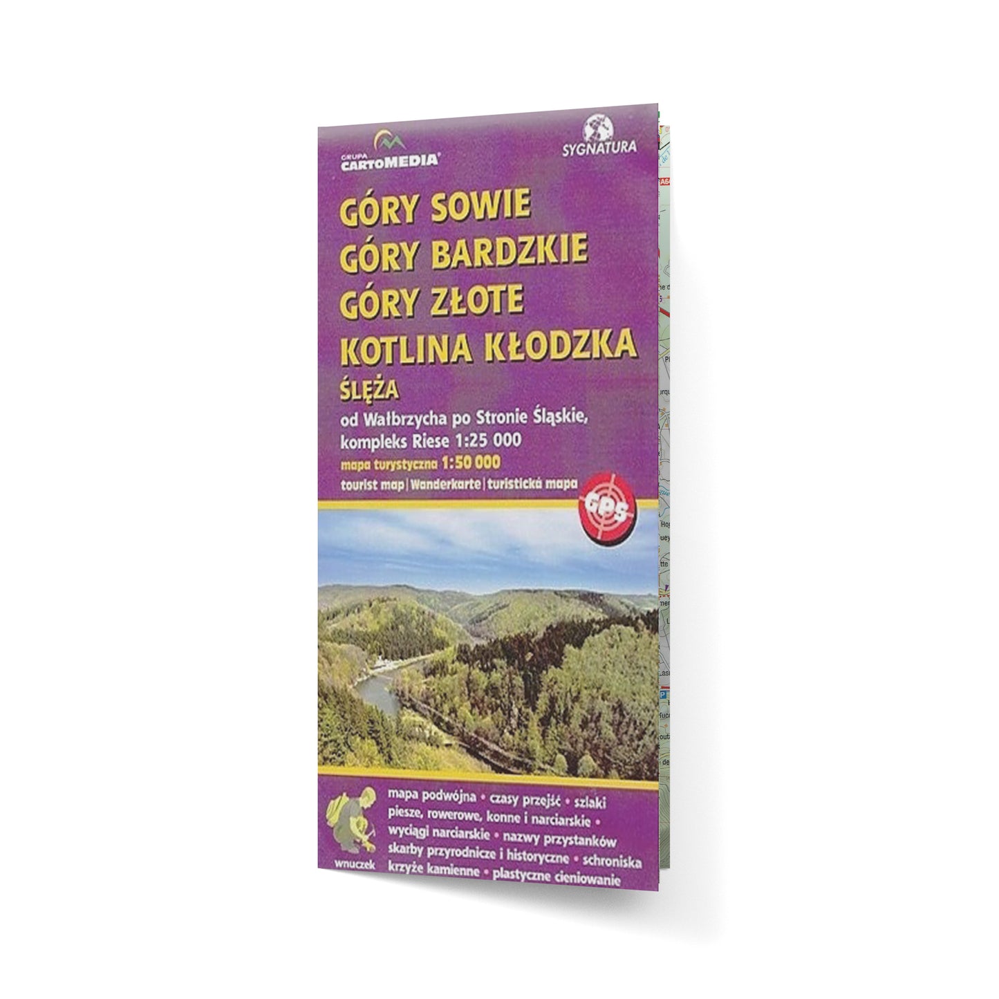 Góry Sowie, Góry Bardzkie, Góry Złote, Kotlina Kłodzka, Ślęża. Mapa 1:50 000