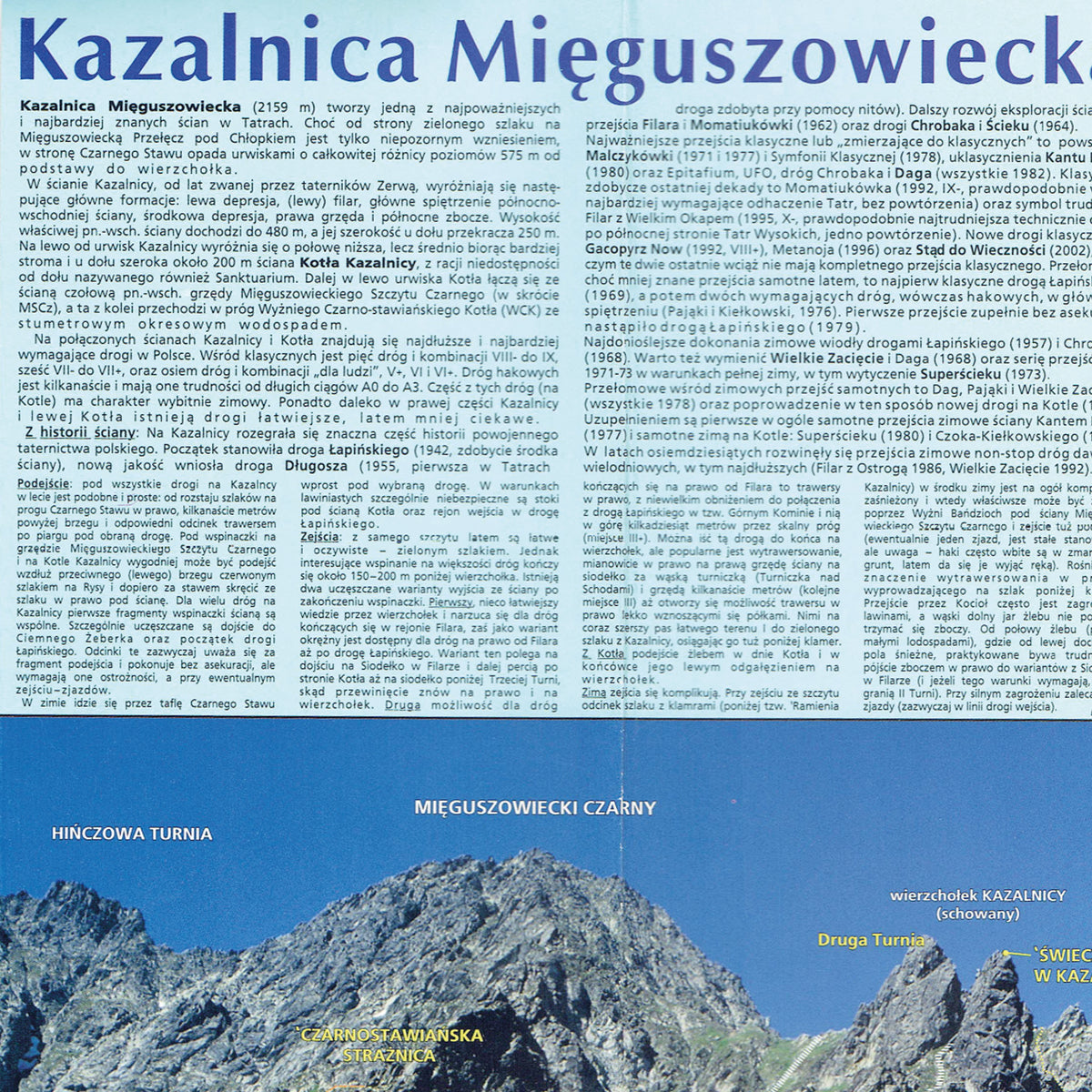 Kazalnica Mięguszowiecka oraz Mięguszowiecki Szczyt, wschodnia ściana. Mapa TOPO