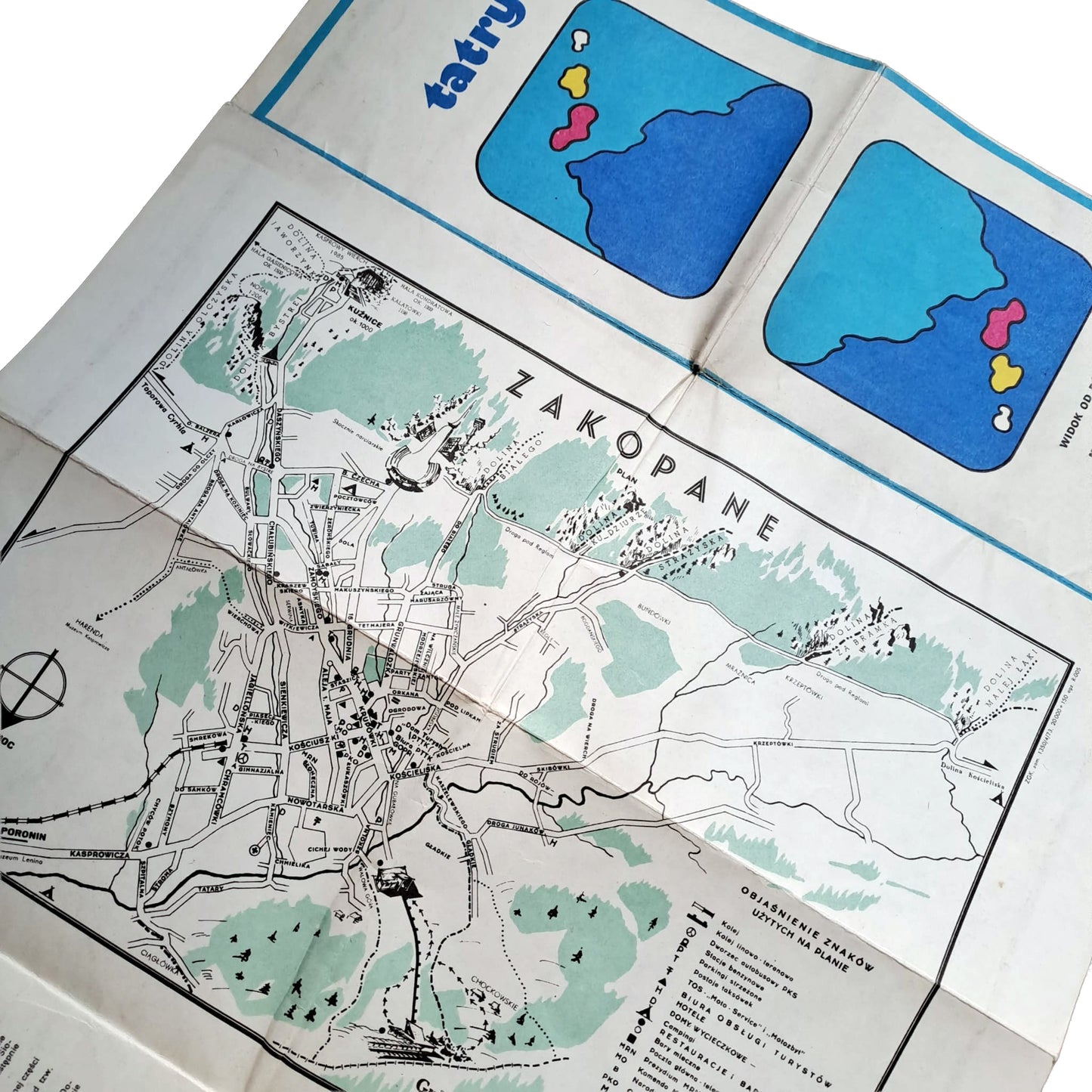 Tatry. Widok od północy. Mapa panoramiczna z planem Zakopanego