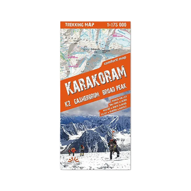 Karakorum, K2, Gasherbrum, Broad Peak. Laminowana mapa turystyczna