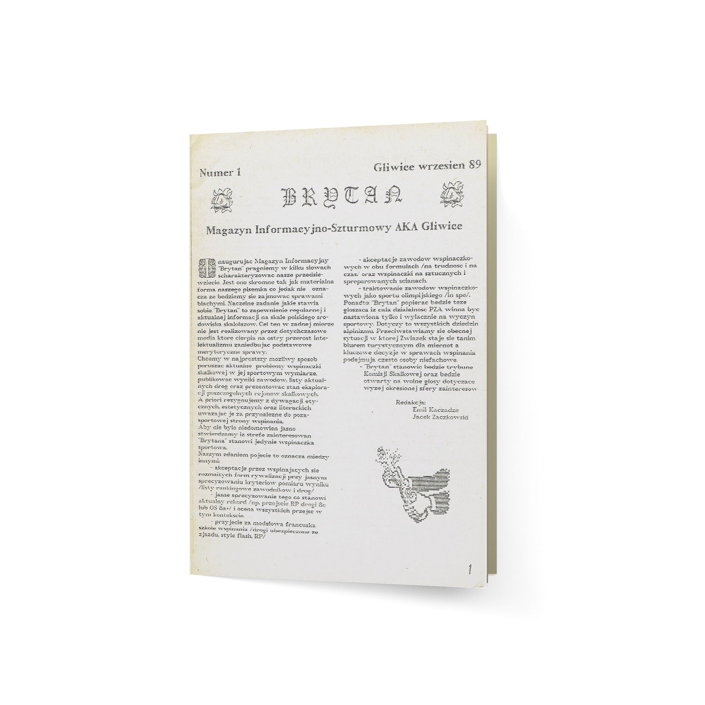 Brytan. Magazyn Informacyjno-Szturmowy AKA Gliwice. Nr 1 wrzesień 1989