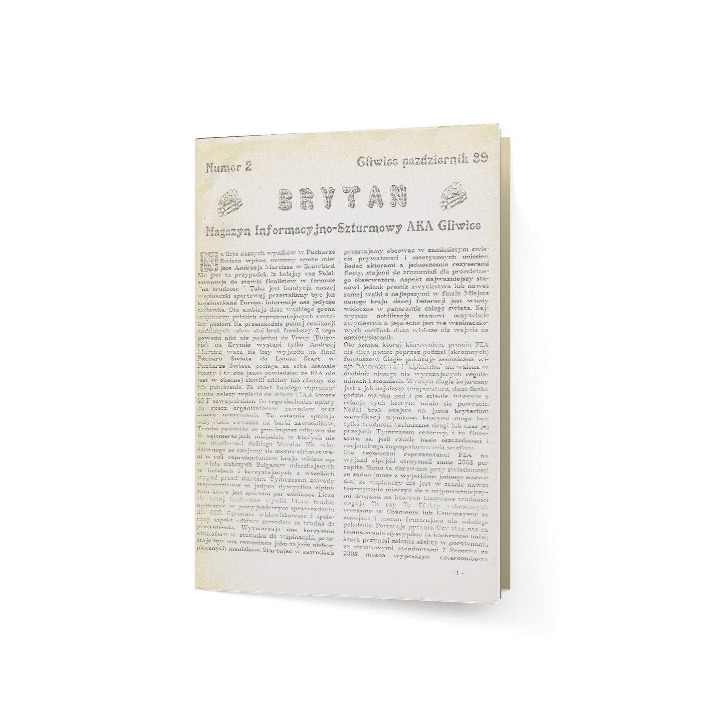 Brytan. Magazyn Informacyjno-Szturmowy AKA Gliwice. Nr 2 październik 1989