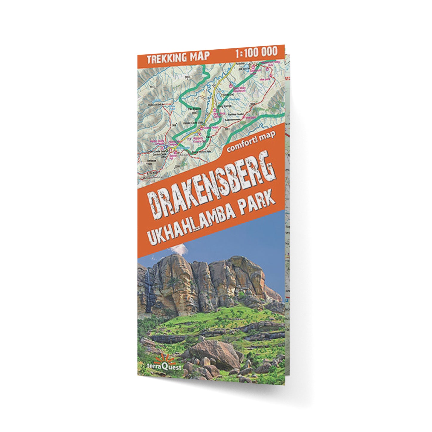 Góry Smocze. Park Ukhahlamba. Laminowana mapa trekkingowa