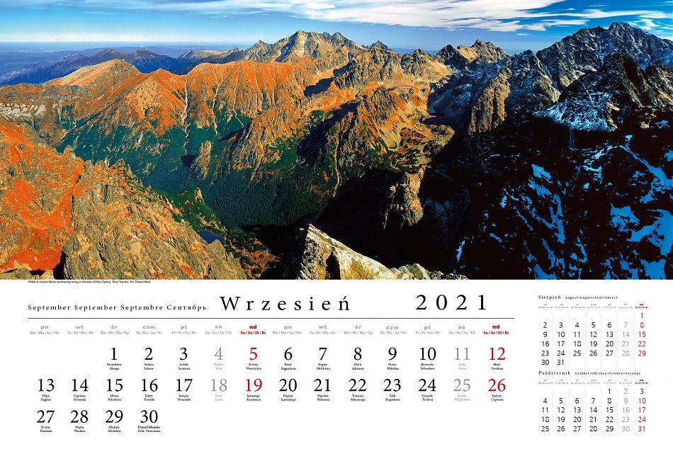 Kalendarz ścienny wieloplanszowy TATRY W PANORAMIE 2021
