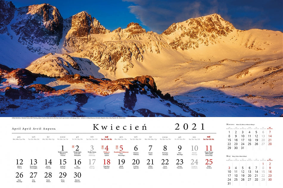 Kalendarz ścienny wieloplanszowy TATRY W PANORAMIE 2021