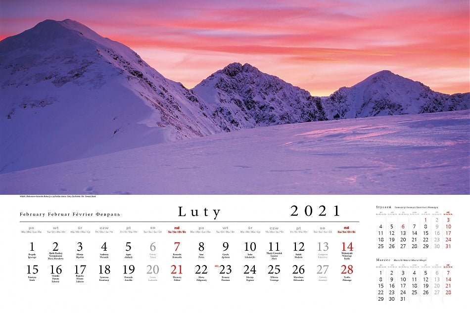 Kalendarz ścienny wieloplanszowy TATRY W PANORAMIE 2021