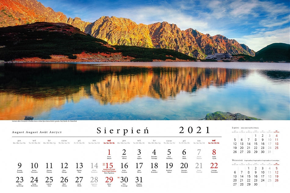 Kalendarz ścienny wieloplanszowy TATRY W PANORAMIE 2021