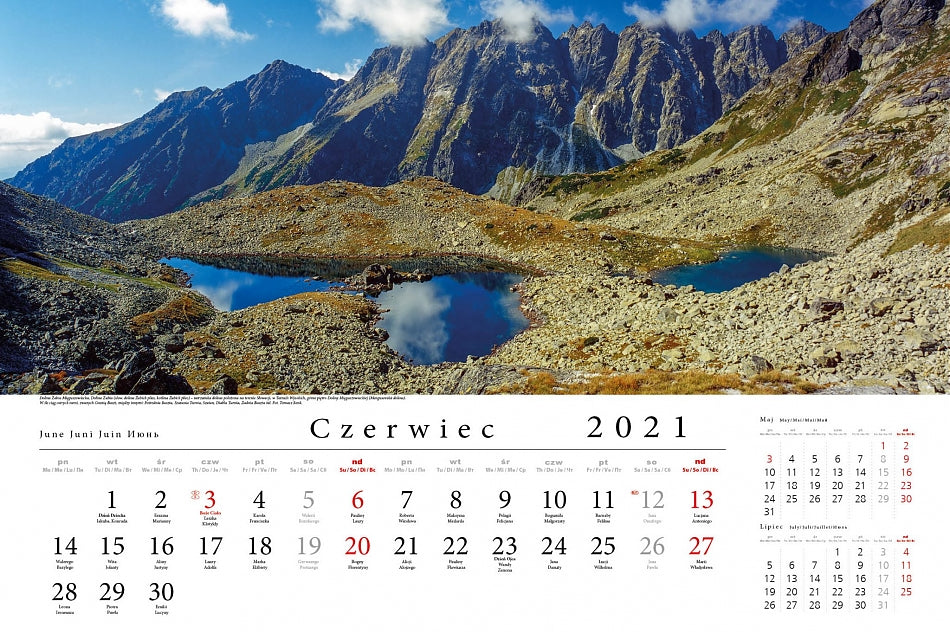 Kalendarz ścienny wieloplanszowy TATRY W PANORAMIE 2021