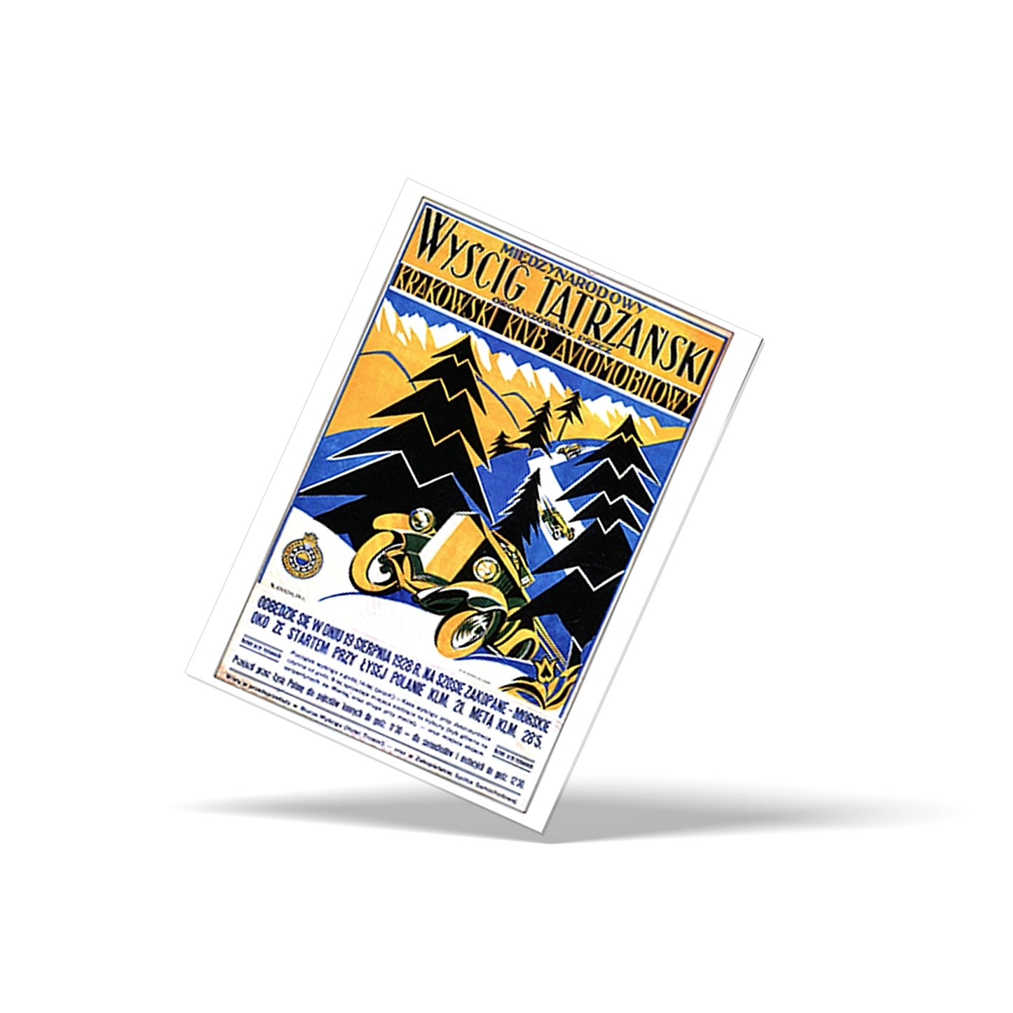 Pocztówka ze zbiorów Muzeum Tatrzańskiego - Międzynarodowy Wyścig Tatrzański organizowany przez Krakowski Klub Automobilowy